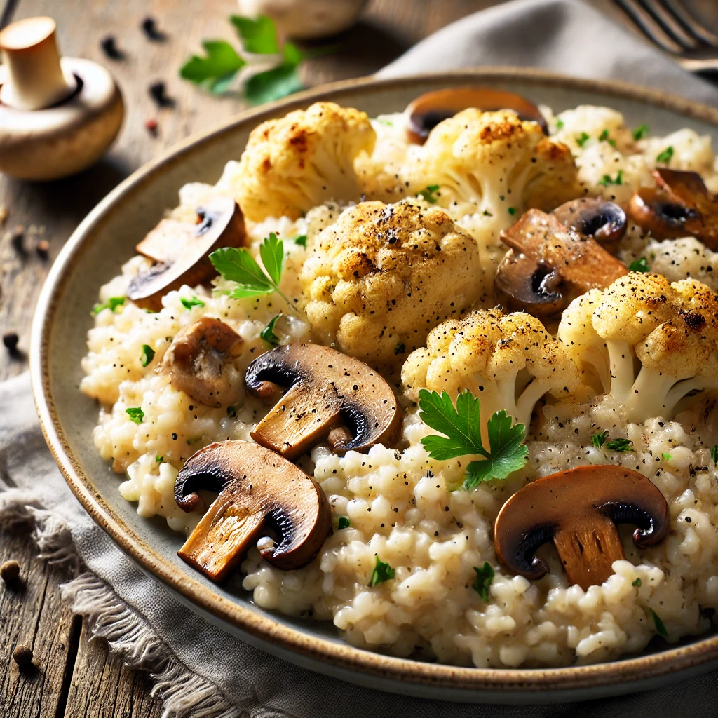 Bloemkool en champignonrisotto