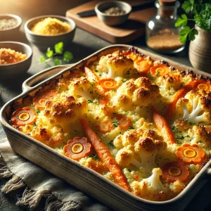 Bloemkool en wortelgratin