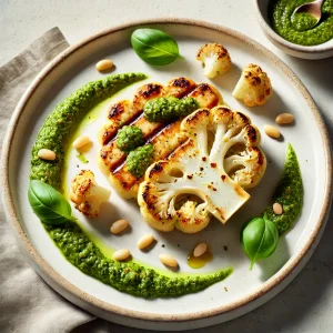 Bloemkool 'steak' met pesto