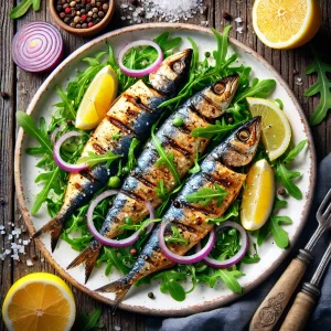 Gegrilde Sardines op een Bedje van Arugula