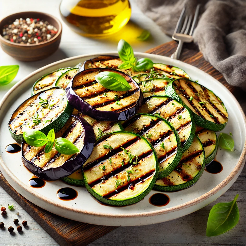 Gegrilde courgette en aubergine met balsamico