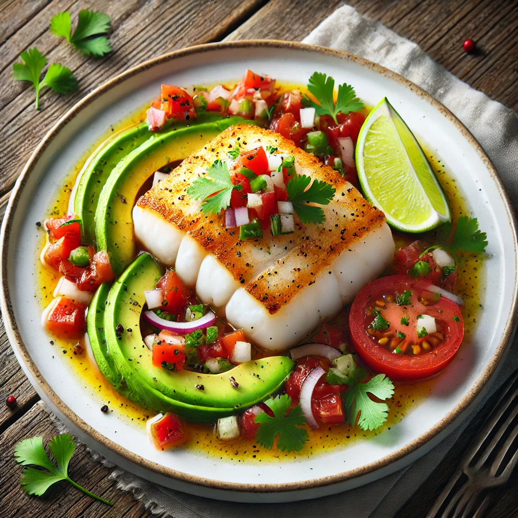 Kabeljauw met avocado en tomatensalsa