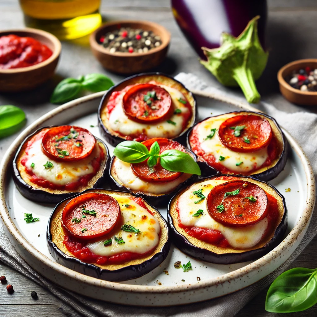 Keto Airfryer Aubergine Pizza Bites