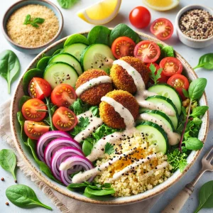 Mediterrane Falafel Bowl met Tahini Saus