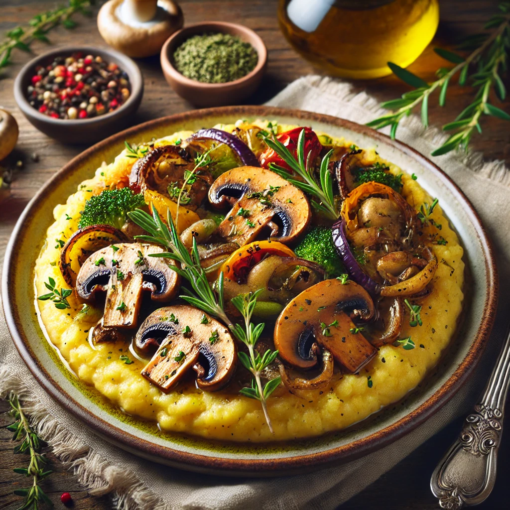 Mediterrane polenta met champignons en kruiden