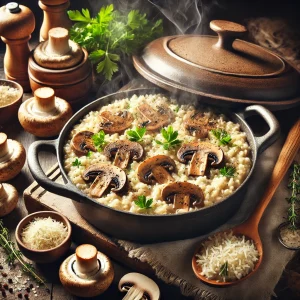 Paddenstoelen risotto uit de Dutch Oven