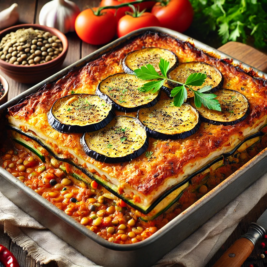 Vegetarische Moussaka met Linzen