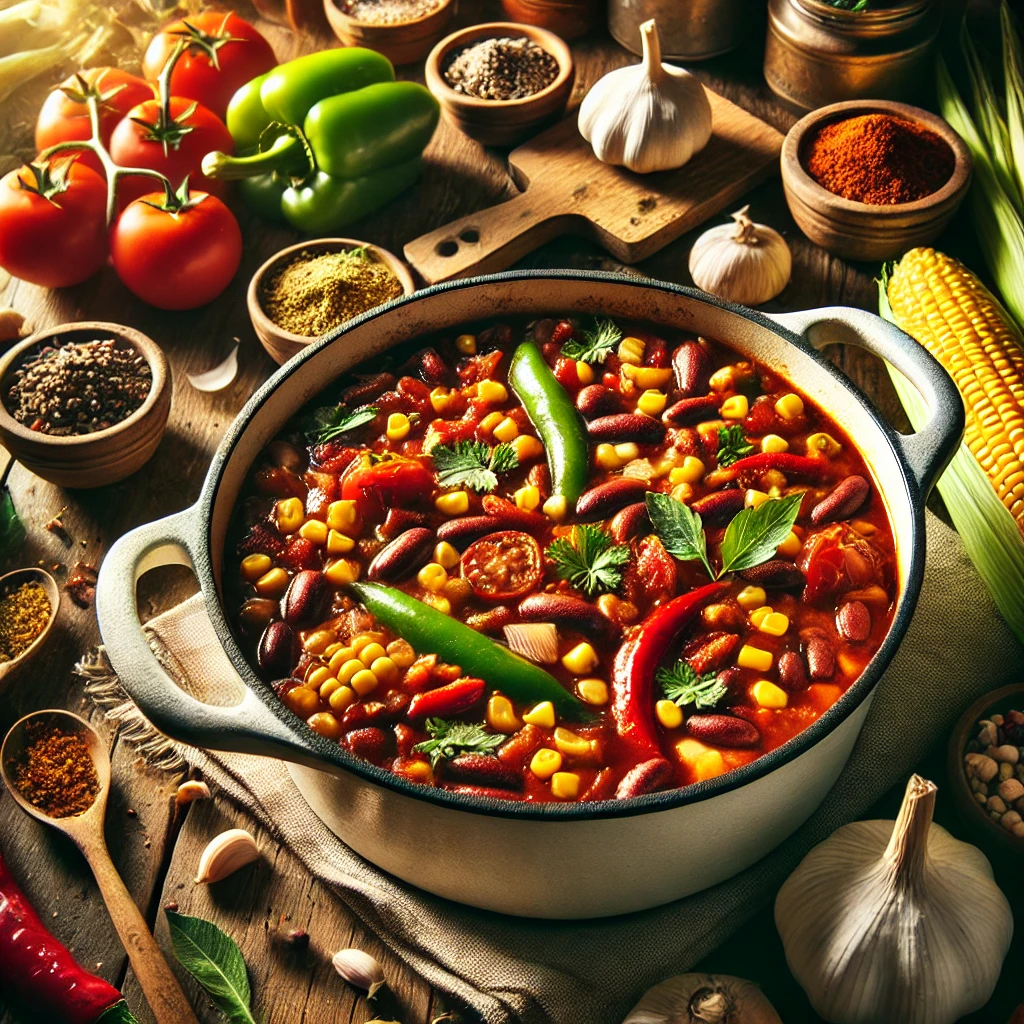 Vegetarische chili sin carne uit de Dutch Oven