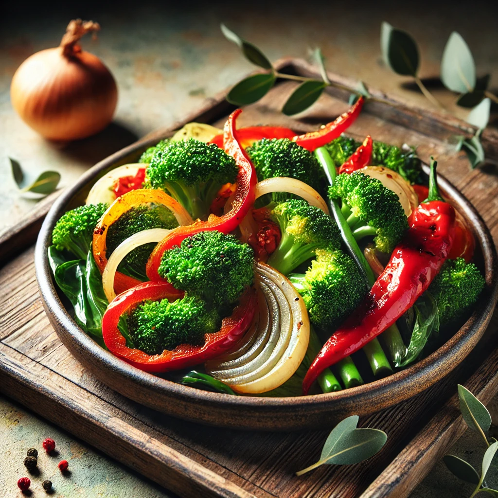 Broccoli met gebakken ui en paprika