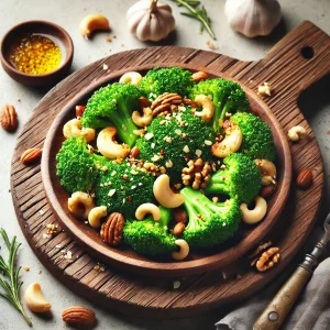 Broccoli met notenmix en knoflook