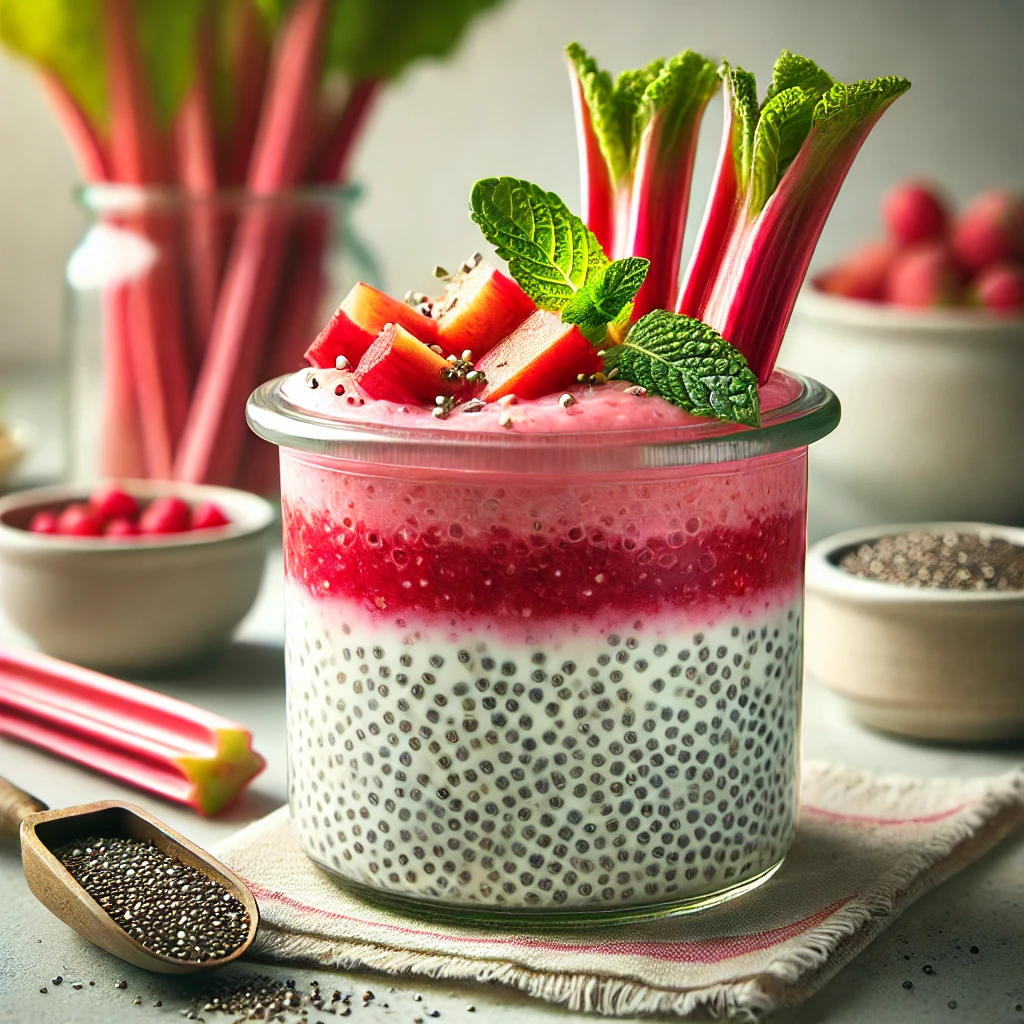 Chia pudding met rabarberpuree