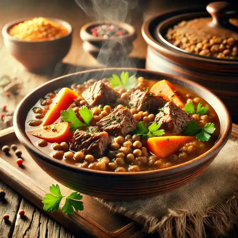 Crockpot Recept - Rundvlees met linzen en wortelen