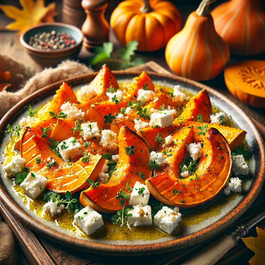 Geroosterde pompoen met feta