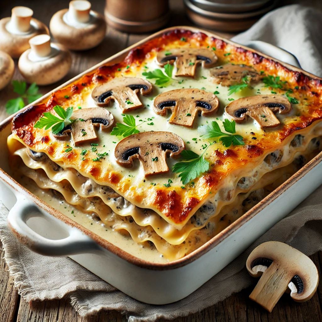 Lasagne met champignons en magere bechamelsaus