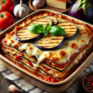 Lasagne met magere kip en aubergine