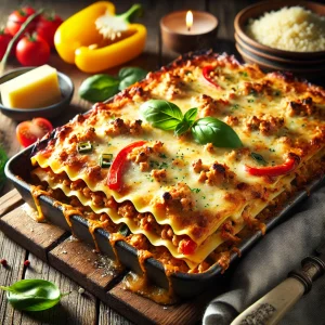 Lasagne met magere kipgehakt en paprika