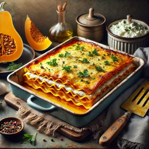 Lasagne met pompoen en cottage cheese