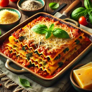 Lasagne met volkoren lasagnebladen en magere cheddar