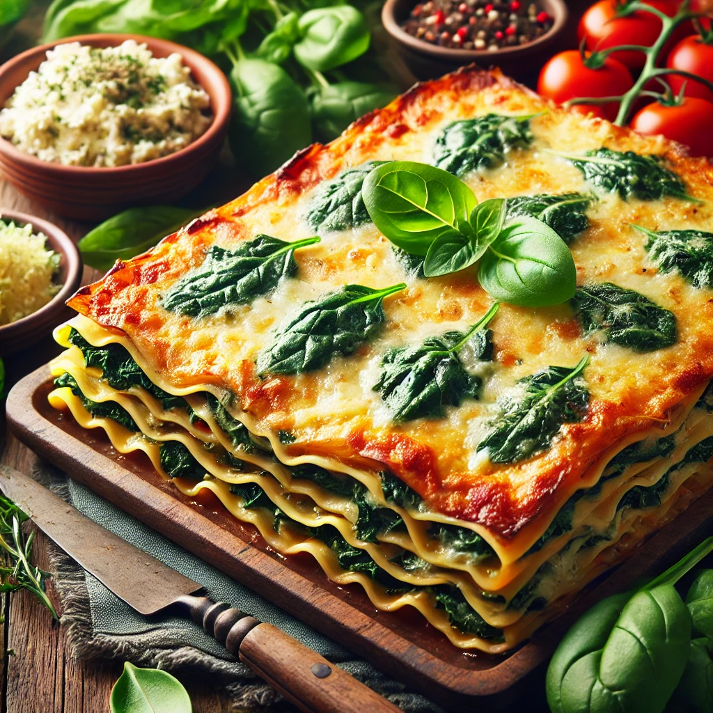 Lasagne met volkoren lasagnebladen en spinazie