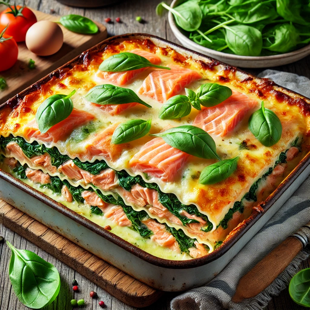 Lasagne met zalm en spinazie