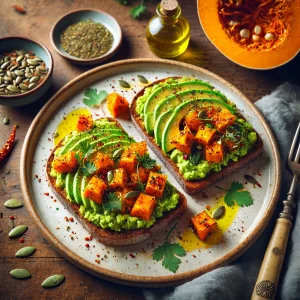 Pompoen en avocado toast