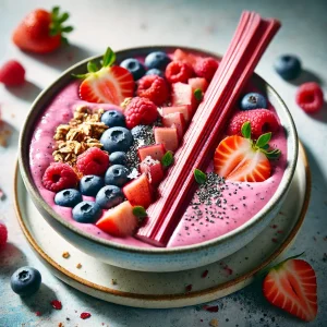 Rabarber en bessen smoothie bowl