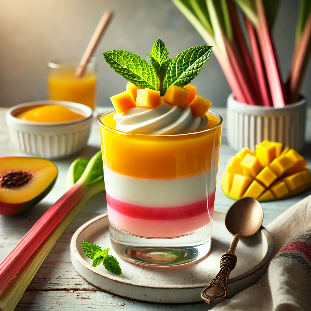 Rabarber en mango parfait