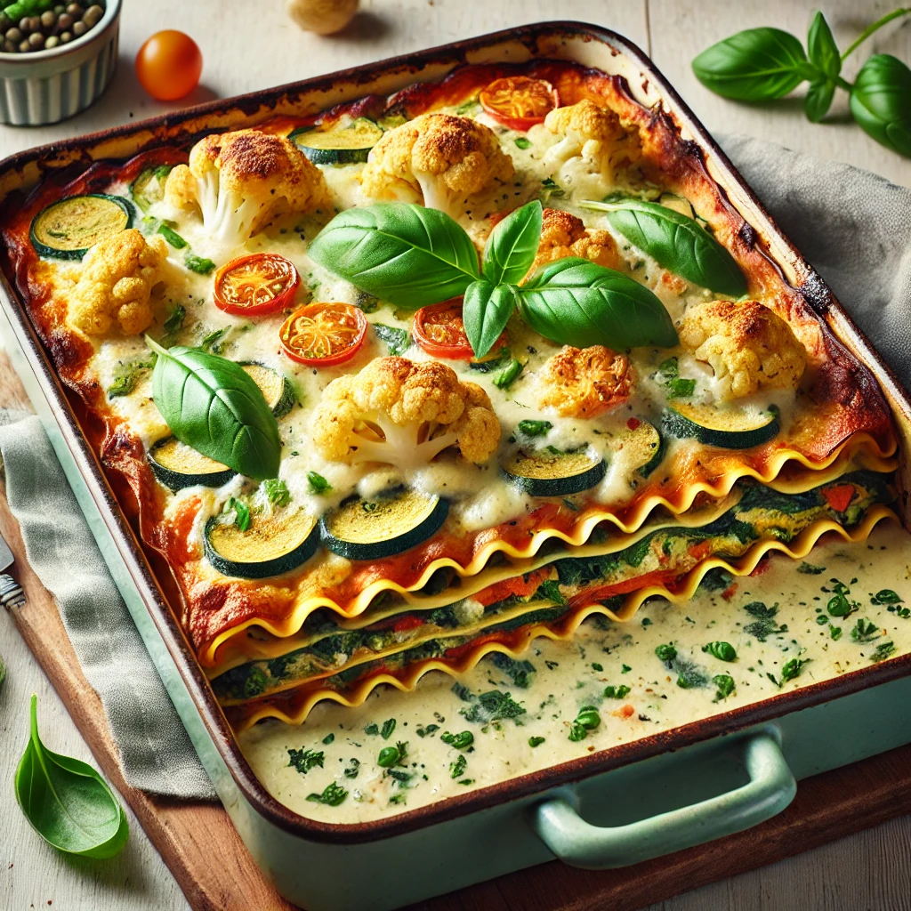 Vegetarische lasagne met bloemkoolsaus