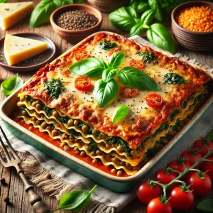 Vegetarische lasagne met linzen