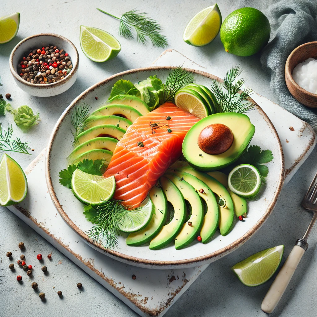 Zalm met avocado en limoen