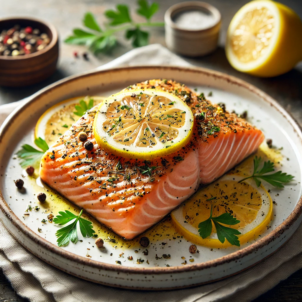 Zalm met citroenrasp en zwarte peper