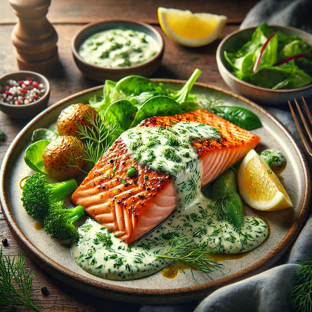 Zalm met een frisse dillesaus