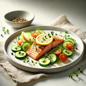 Zalm met een frisse komkommersalade