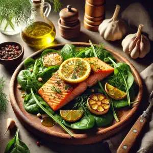 Zalm met knoflook en citroen