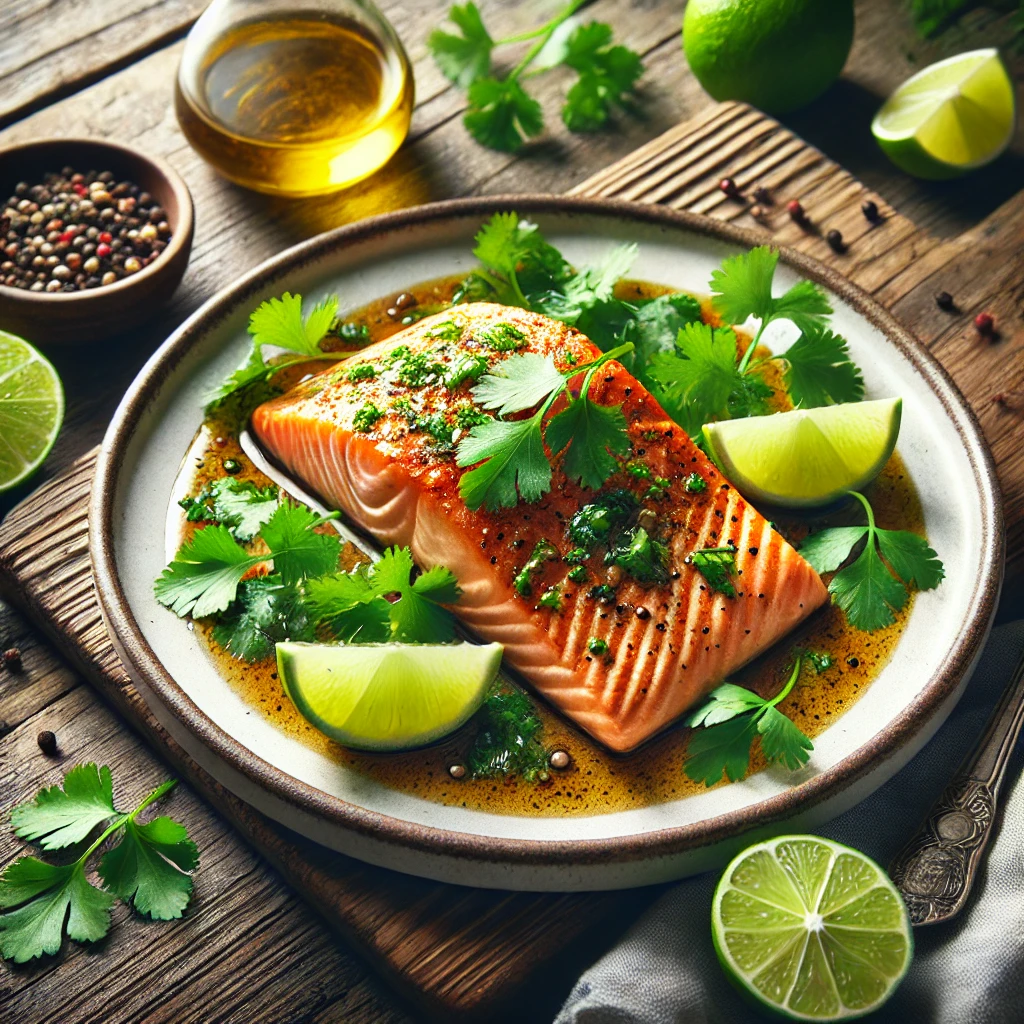 Zalm met koriander en limoen