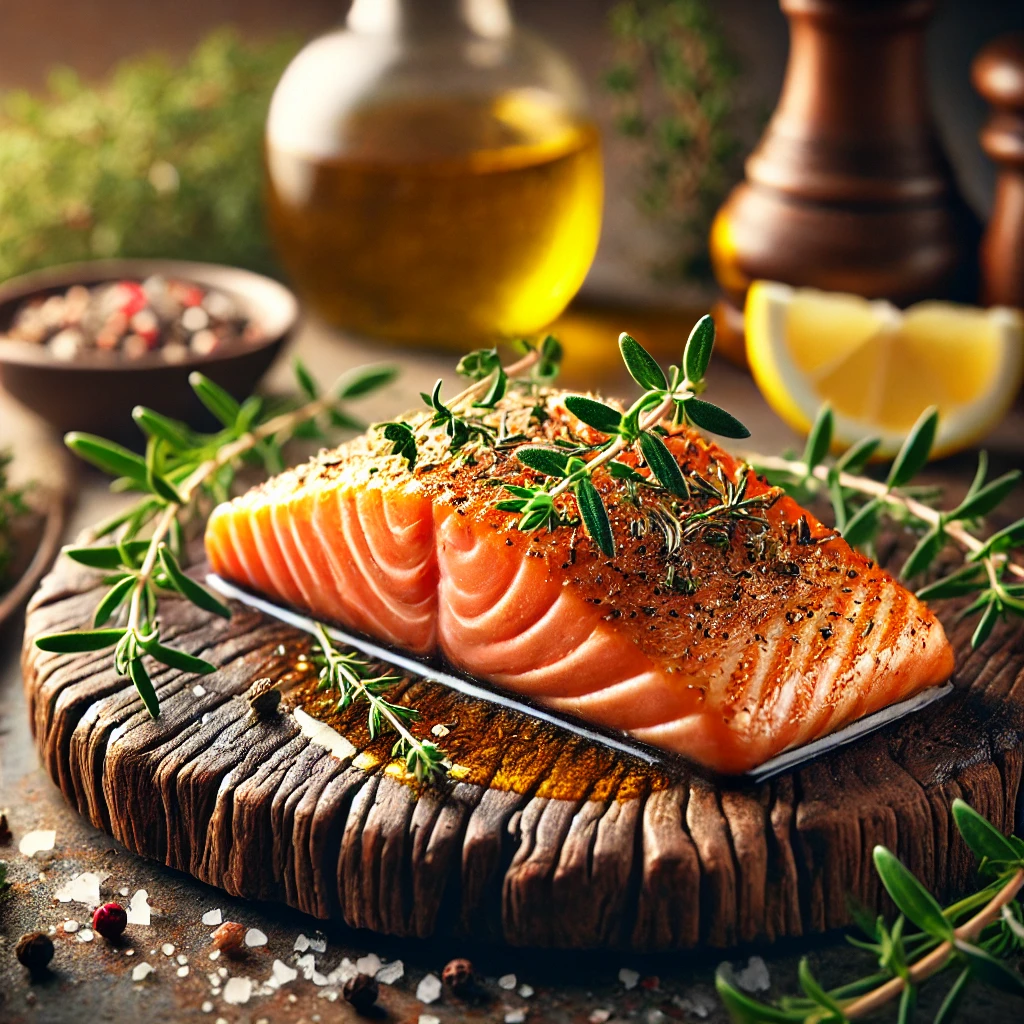 Zalm met verse tijm en rozemarijn