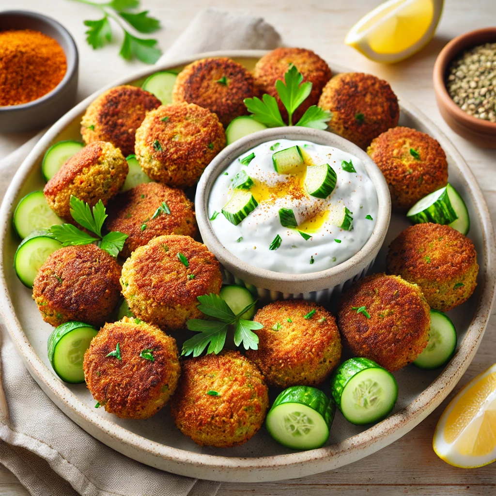 Airfryer falafel met komkommer-yoghurtdip