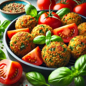 Airfryer falafel met tomaat en basilicum