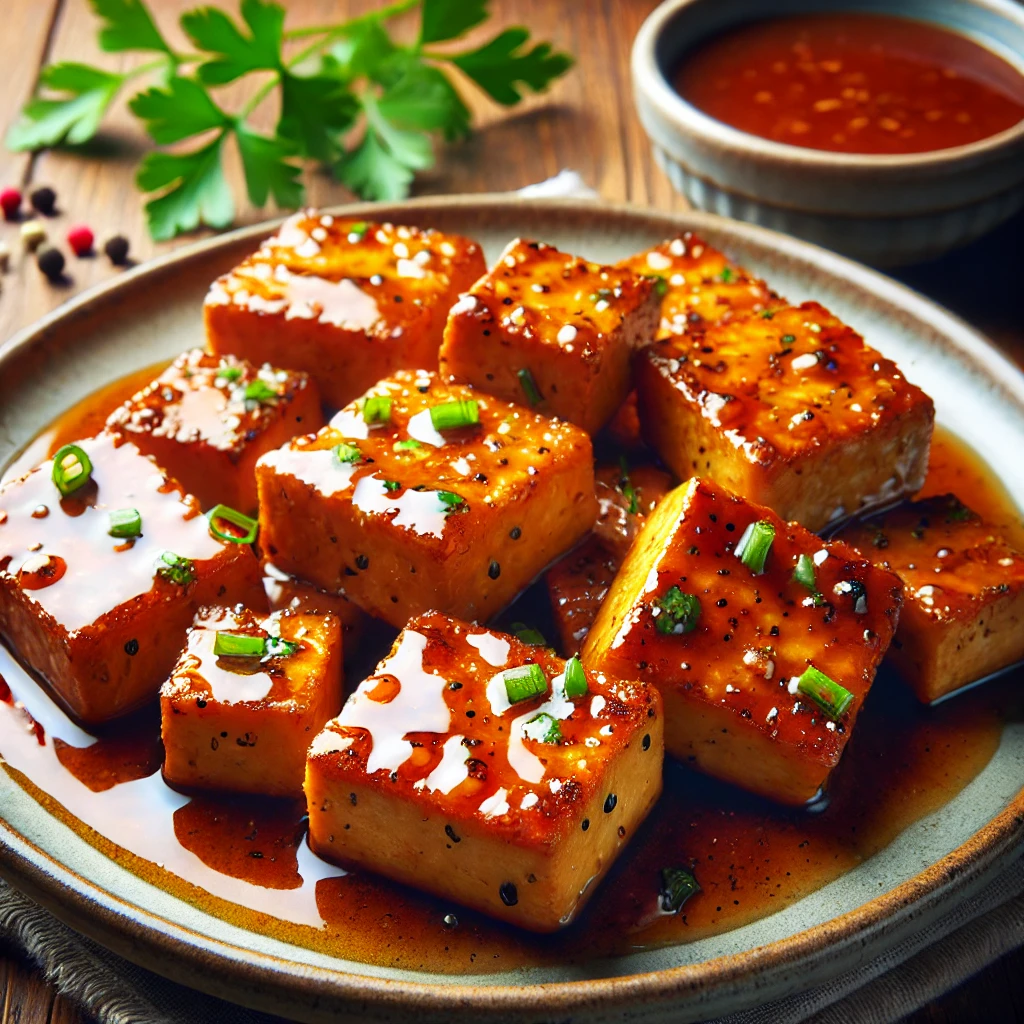 Airfryer tofu met cajun honing glaze