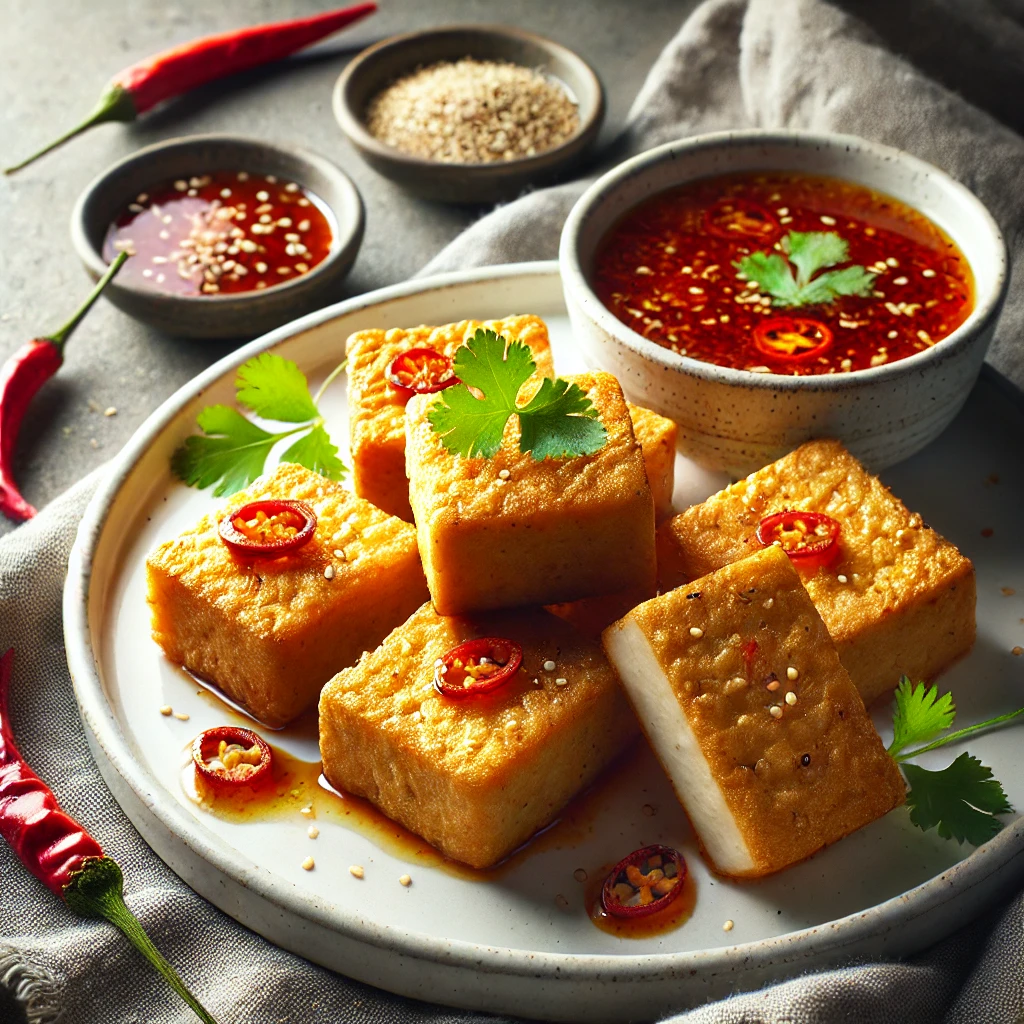 Airfryer tofu met zoete chili dip