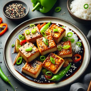 Airfryer tofu met zwarte bonensaus