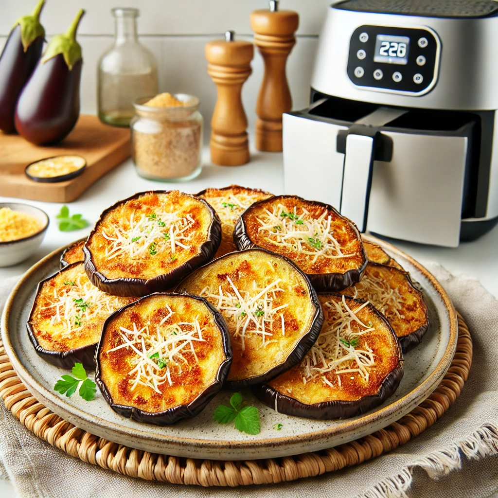 Aubergine plakjes met Parmezaan in de airfryer