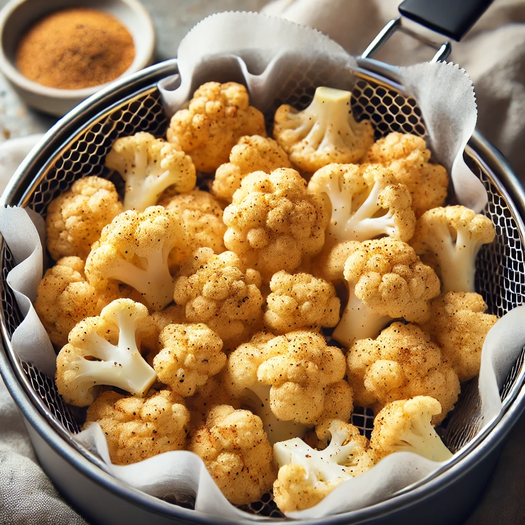 Bloemkool airfryer met een vleugje knoflookpoeder