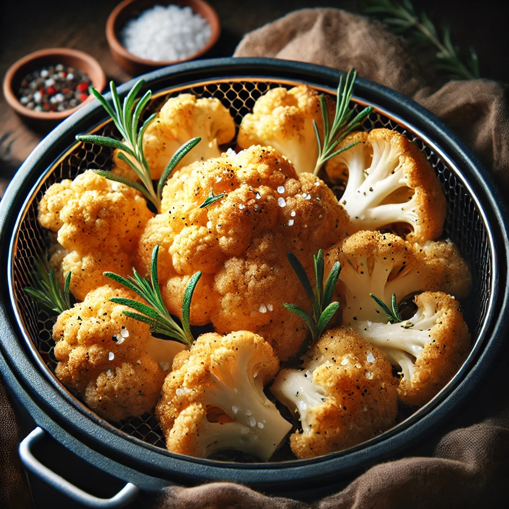 Bloemkool airfryer met rozemarijn en zeezout