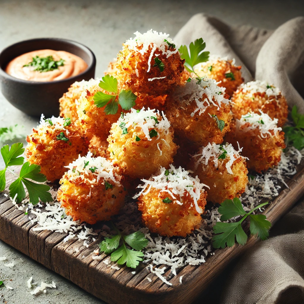 Bloemkool bites met geraspte kokos