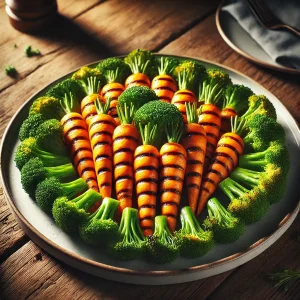 Broccoli met gegrilde wortelen