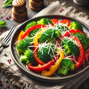 Broccoli met paprika en geraspte kaas