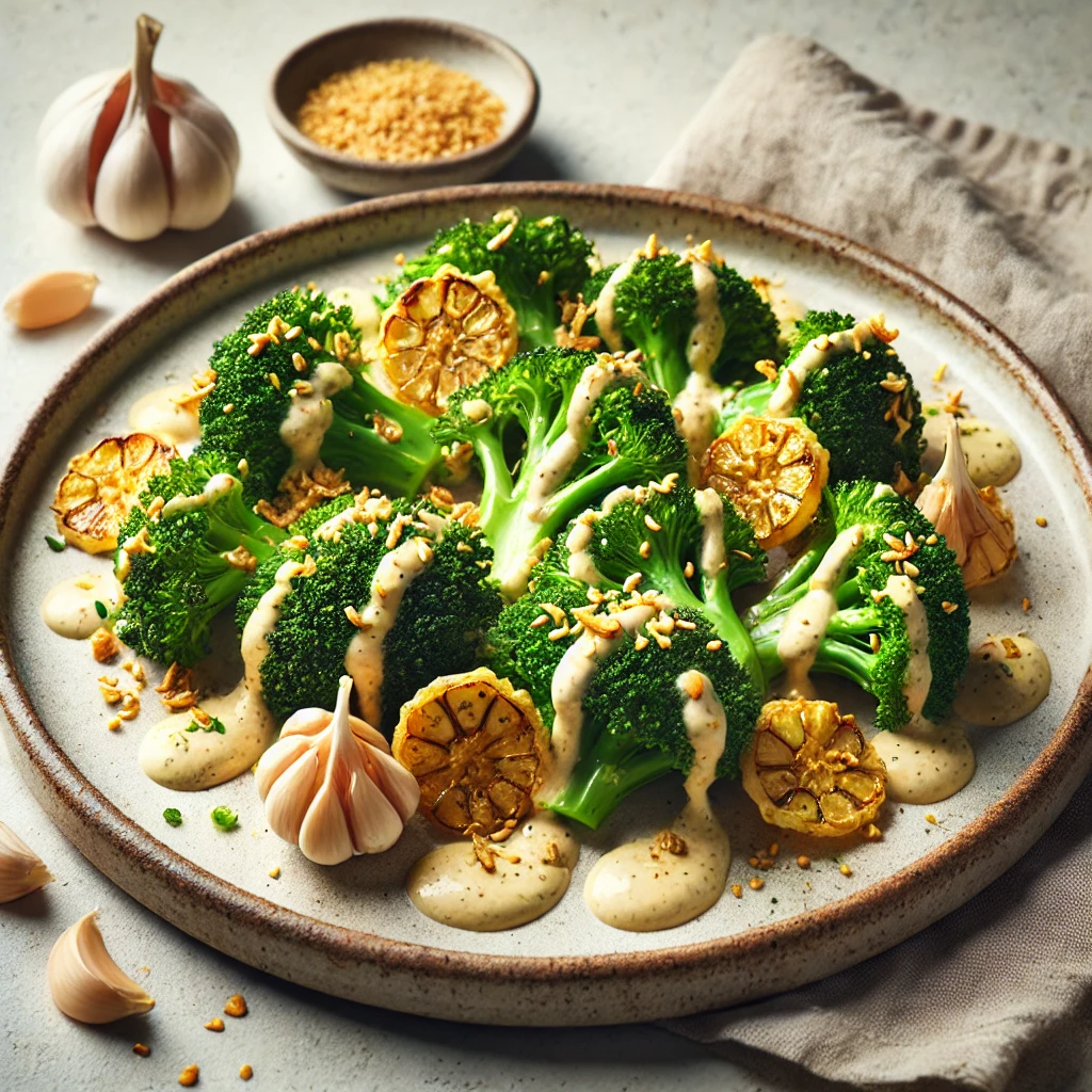 Broccoli met tahinsaus en knoflook