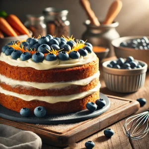 Carrot cake met blauwe bessen