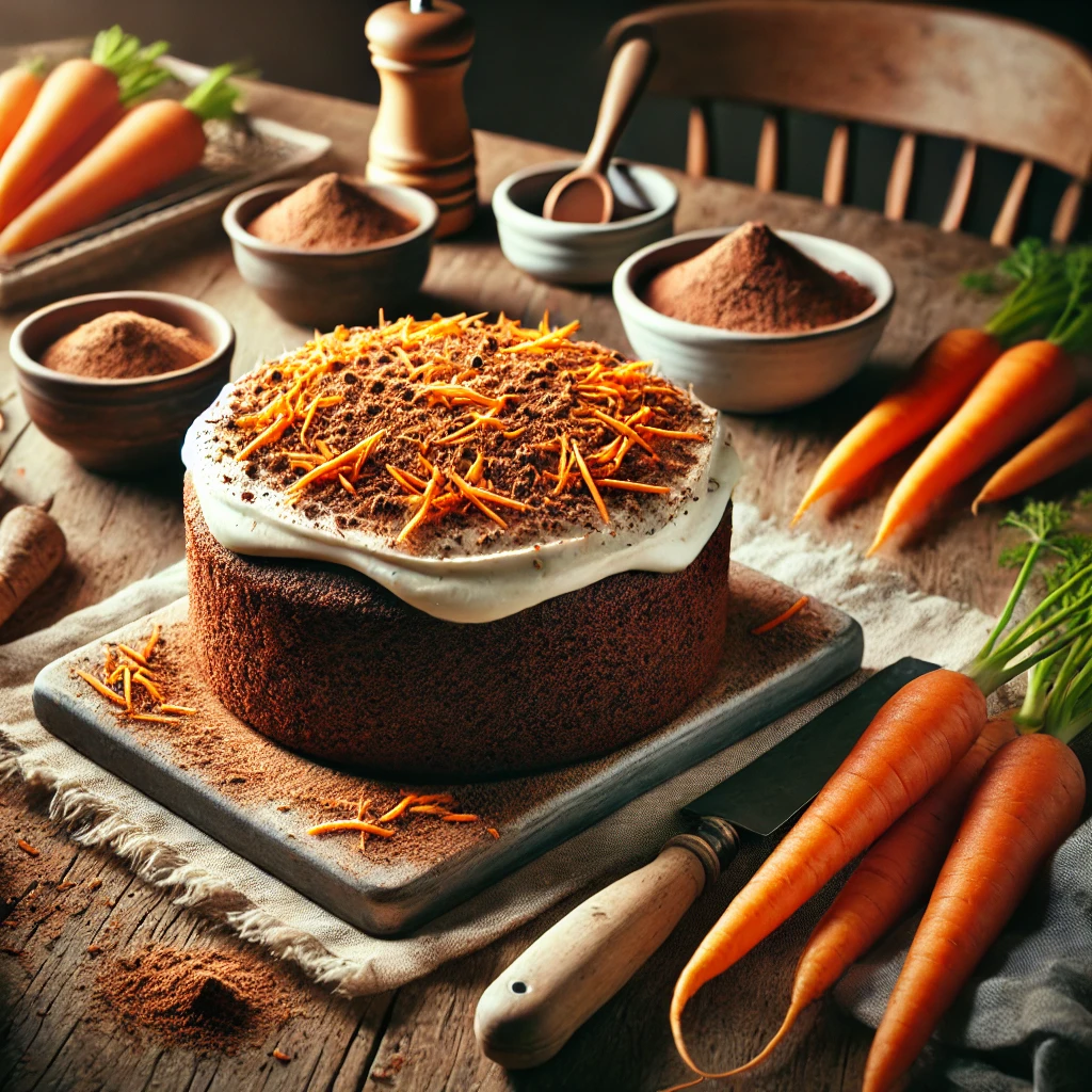 Carrot cake met cacaopoeder